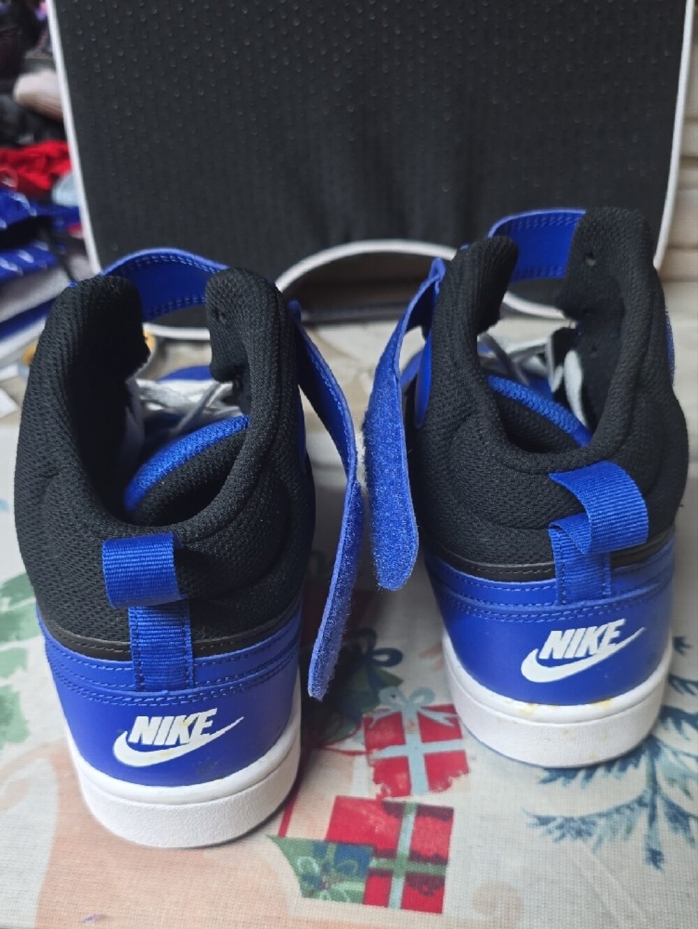 Nike Kids Royal Blue and Black High-Top Sneakers with White Laces - Picture 3 of 6